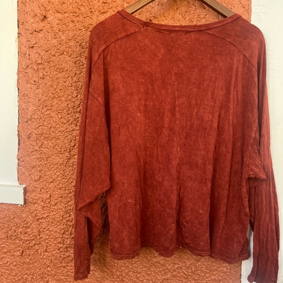 Women’s Project Social T V-Neck Long Sleeve Acid Wash Orange Size Extra Small - Picture 3 of 3